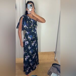 Sachin + Babi Navy Floral One-Shoulder Dress